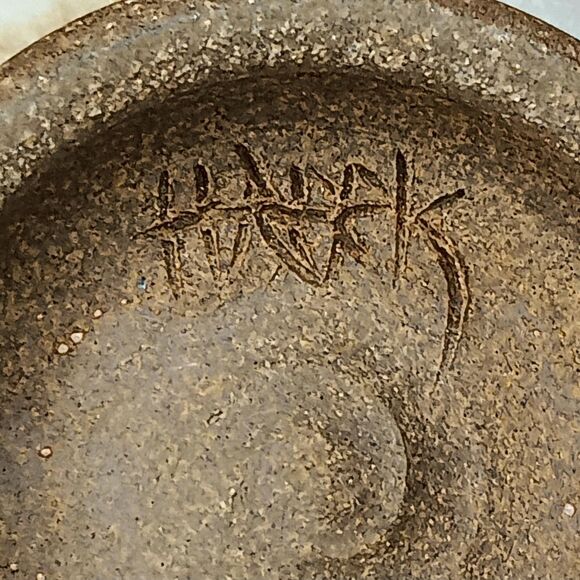 Studio Pottery Bowl Cream Green Blue Tan Signed Harris Ramen Rice Noodle Bowl - Picture 11 of 16